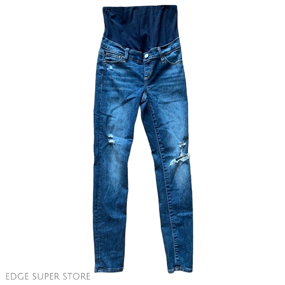Gap Maternity Jegging Stretch Waist Denim Ripped Distrtessed Jeans Size 25 / 0